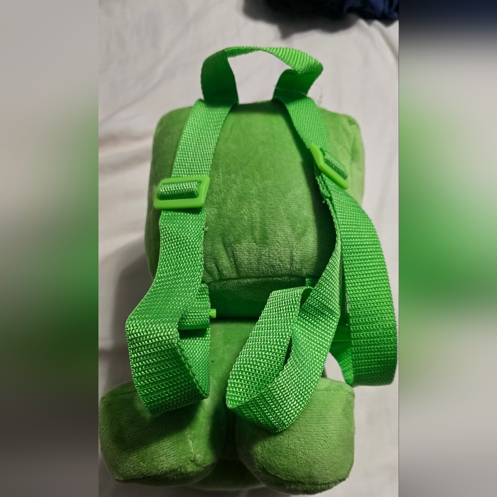 Green Plush Creeper Kids Backpack - Picture 3 of 4